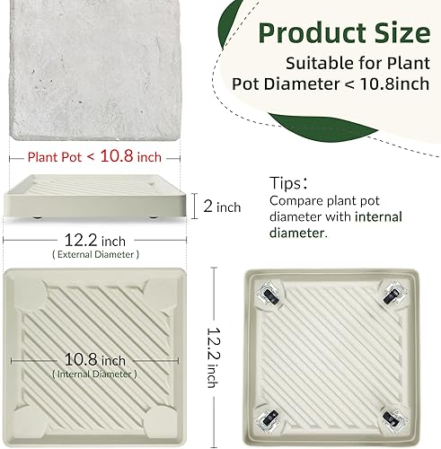 Miniatura 6 de REDHUGO Carrito redondo para plantas con ruedas ocultas, soporte rodante para plantas con ruedas, carrito de plantas resistente con ruedas para
