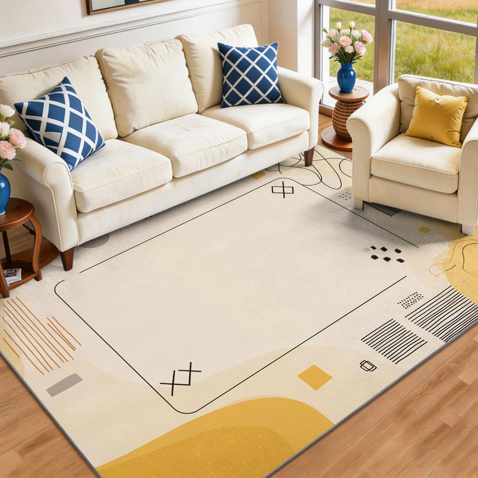 Tapis de Chambre 180 x 240 cm Doux Imprimé Moderne Minimaliste