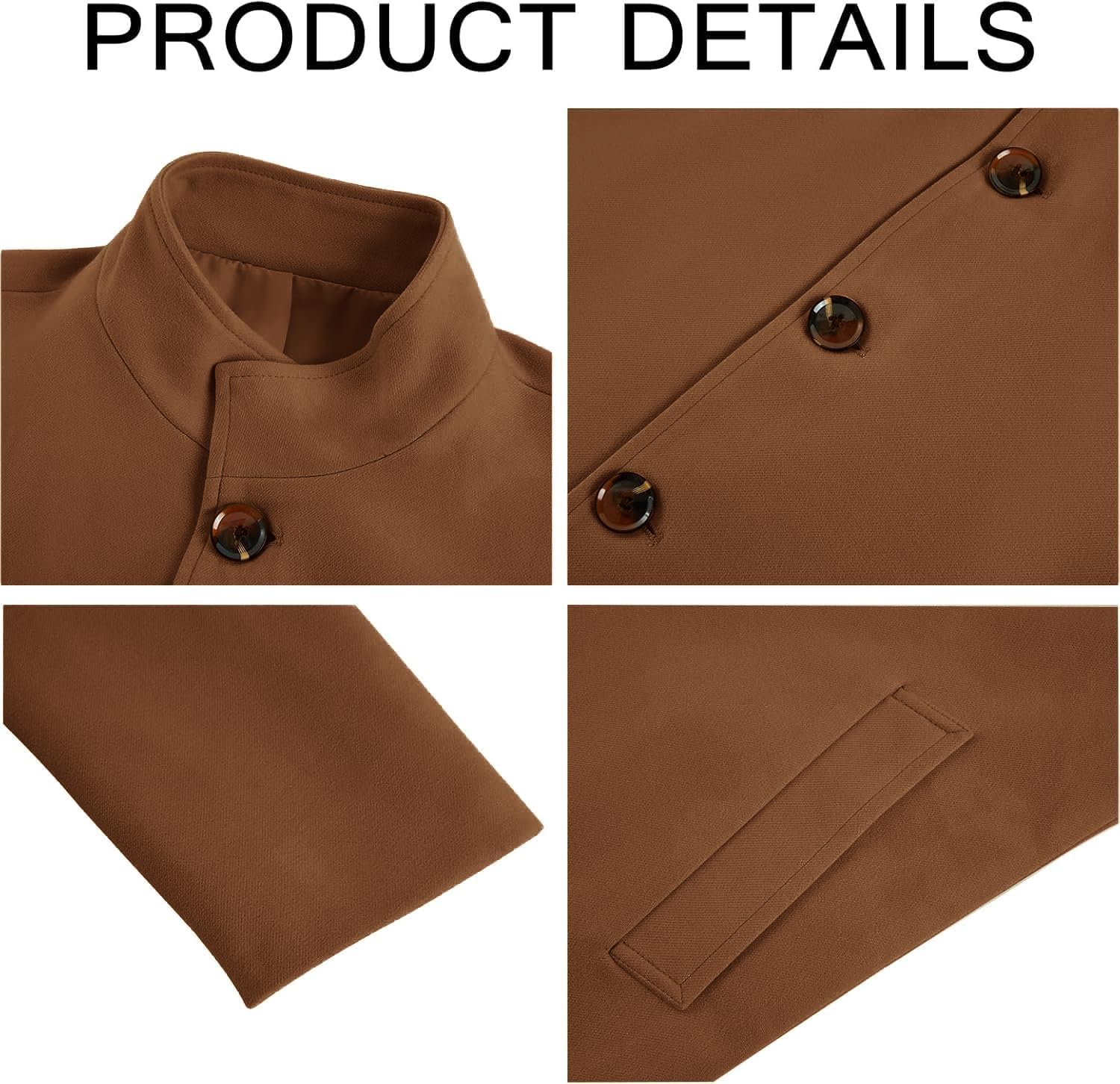 Cappotto Casual da uomo Inverno Monopetto Stand Collare Peacoat Business Risvolto Caldo Topcoat