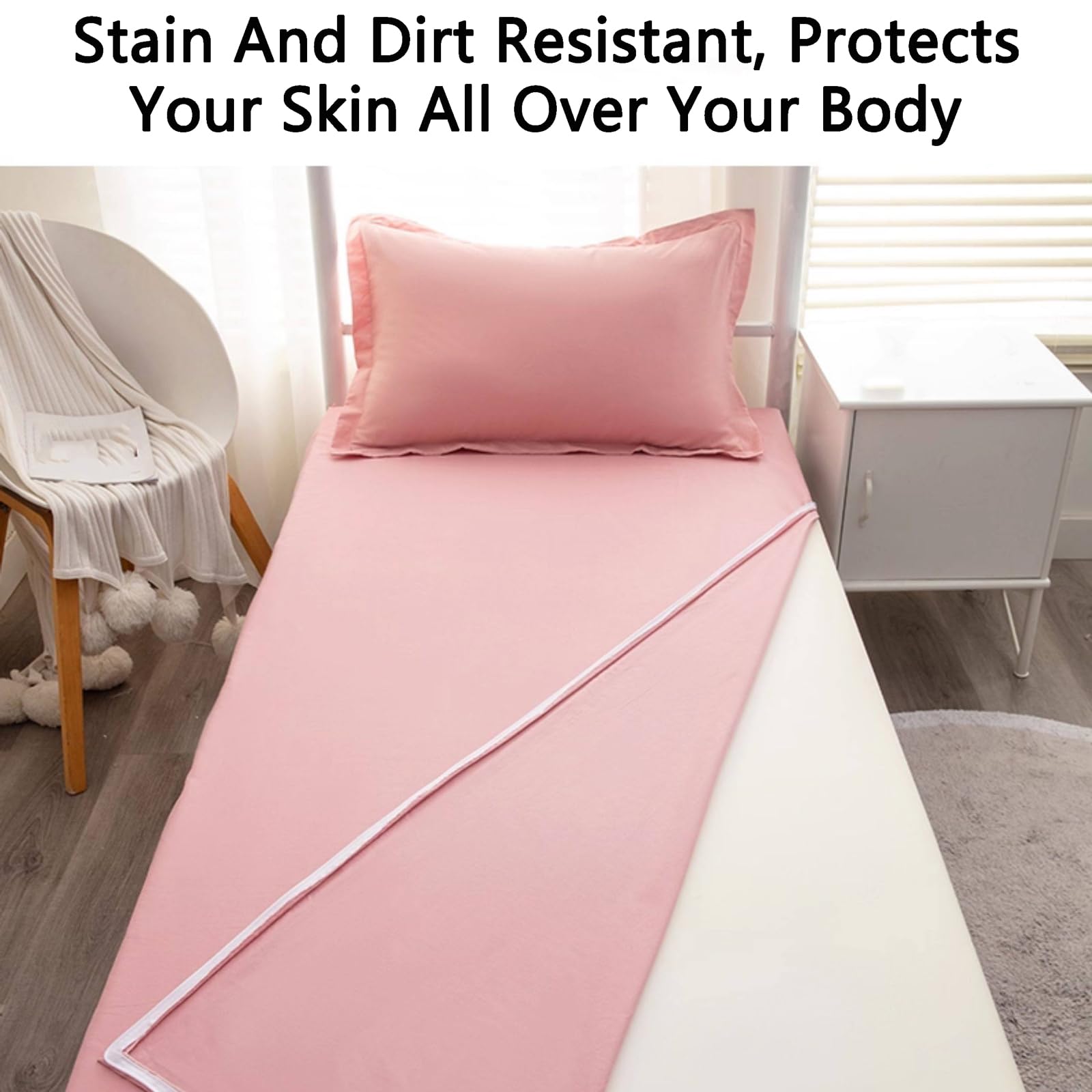 Sábana bajera ajustable con cremallera para cama individual, protector de colchón impermeable, suave, lavable, transpirable, para seguridad del colchón, ideal para alivio de alergias y comodidad