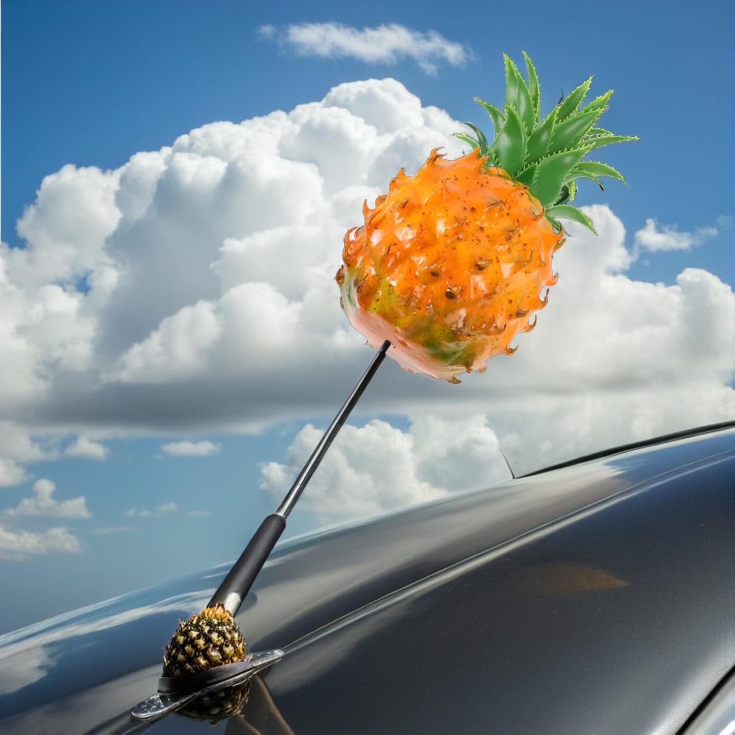 Garneck 2pcs Pineapple Car Antenna Toppers Plastic Aerial Balls Fun Exterior Decoration for SUV Truck Vehicle Roof Accessories Party Holiday image 4
