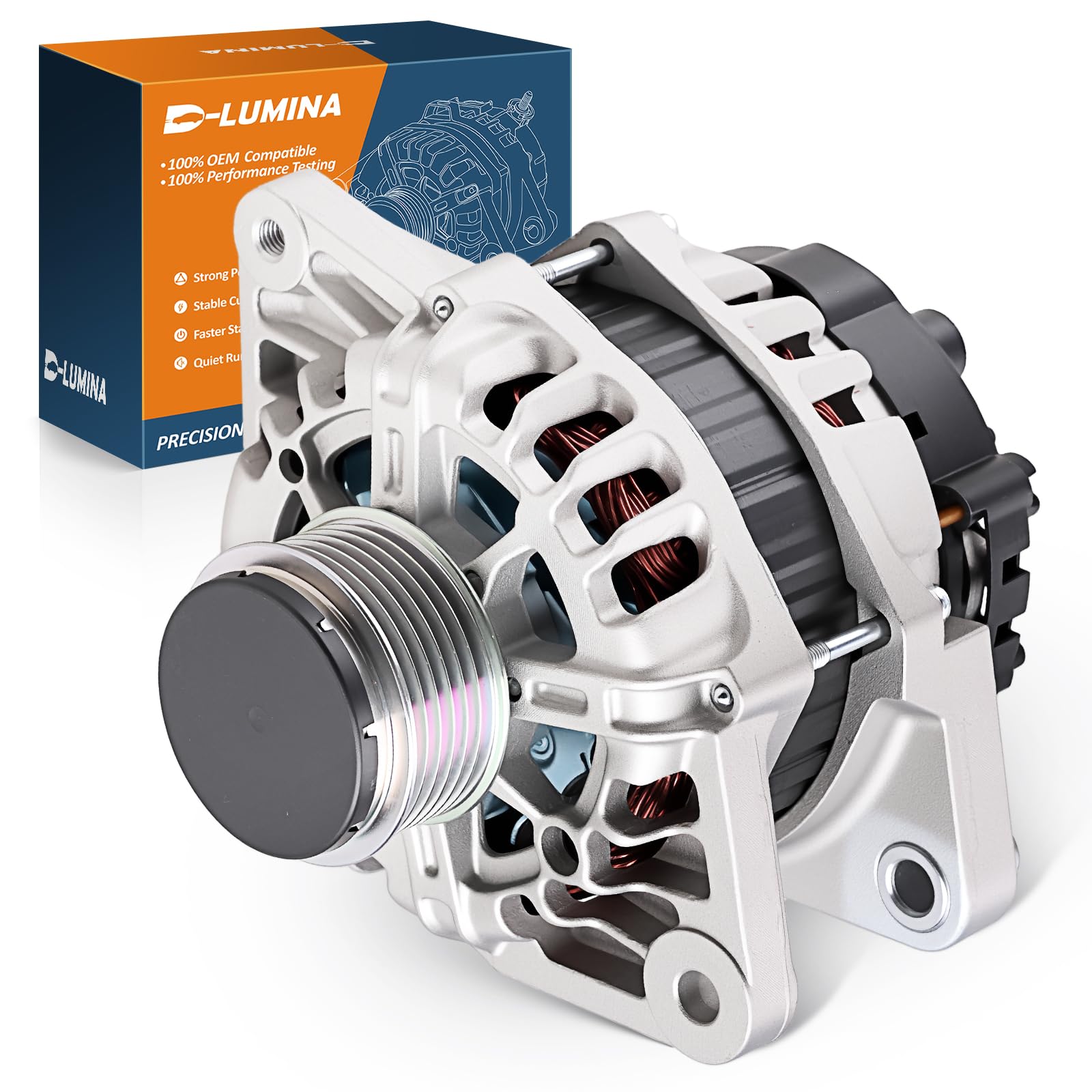 11608 Alternator Compatible with Kia Soul 2012-2013 1.6L L4, 12V 90A 6-Groove Decoupler Pulley Clockwise, Replace 11608N, 37300-2B150, 37300-2B150R