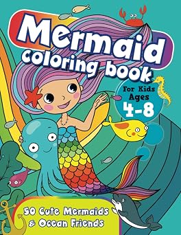 Mermaid Coloring Book For Kids Ages 4-8