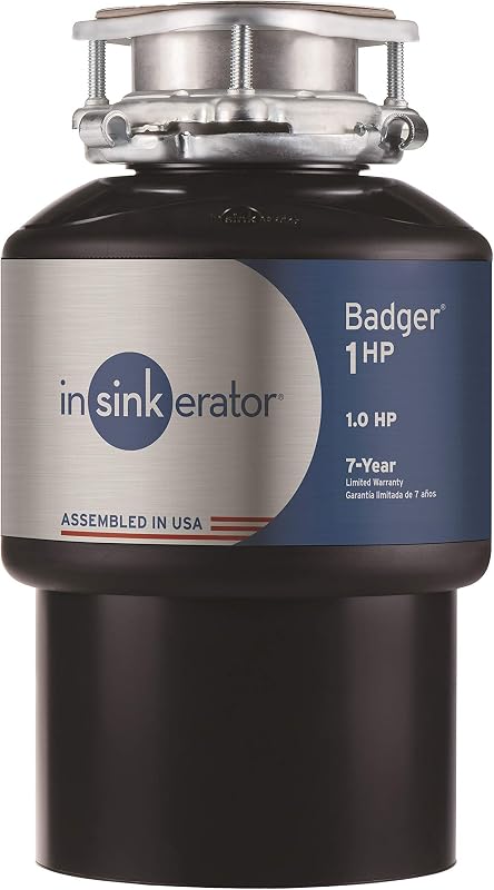 Eliminador de basura InSinkErator, Badger 1 HP, Power Series, alimentación continua de 1 HP, negro