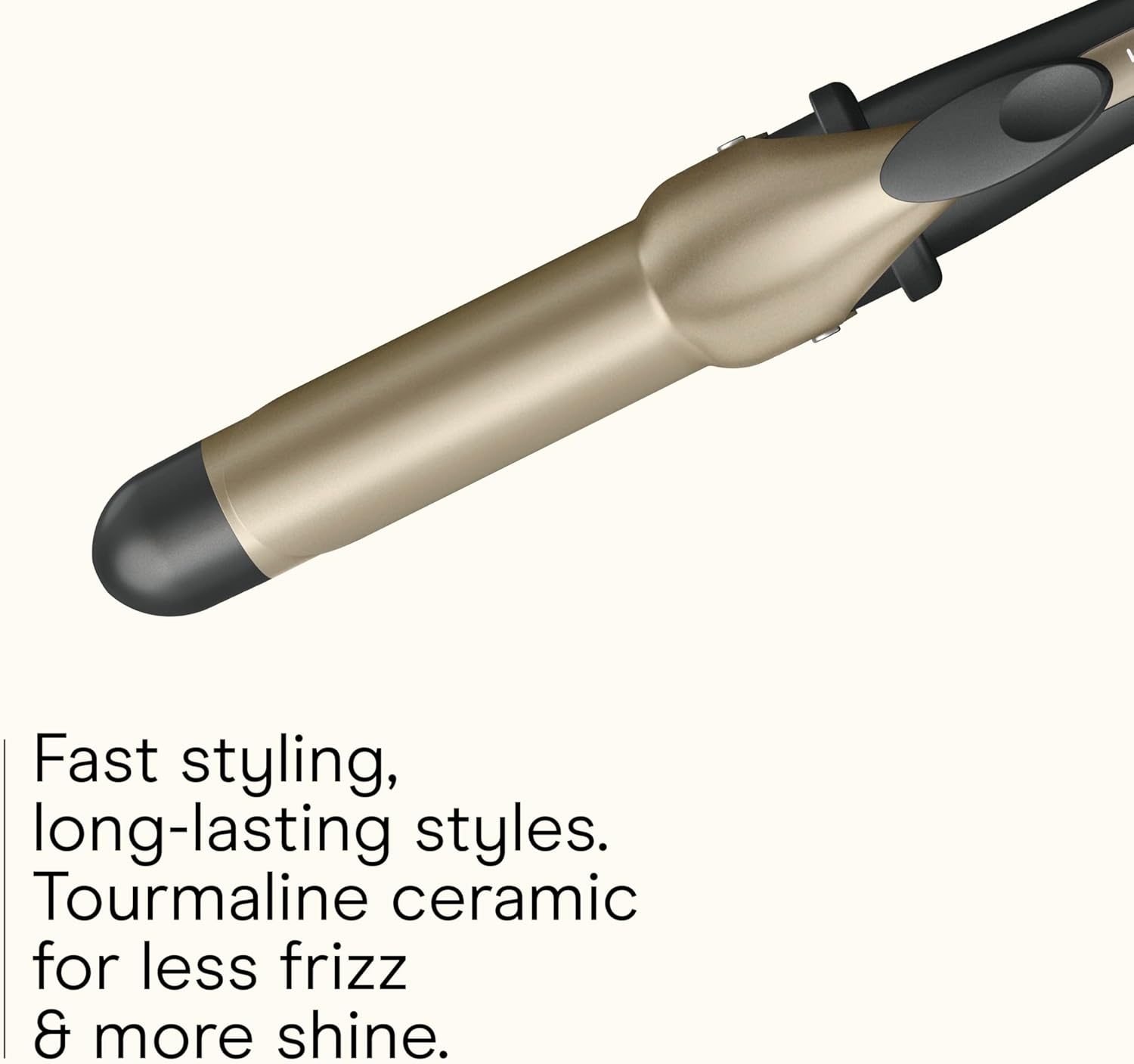 INFINITIPRO BY CONAIR Tourmaline Ceramic 1¼-Inch Curling Wand, Detachable Clip Turns Wand into Curling Iron, Produces Flawless Waves and Curls, for Use on Medium and Long Hair, Dark Gray