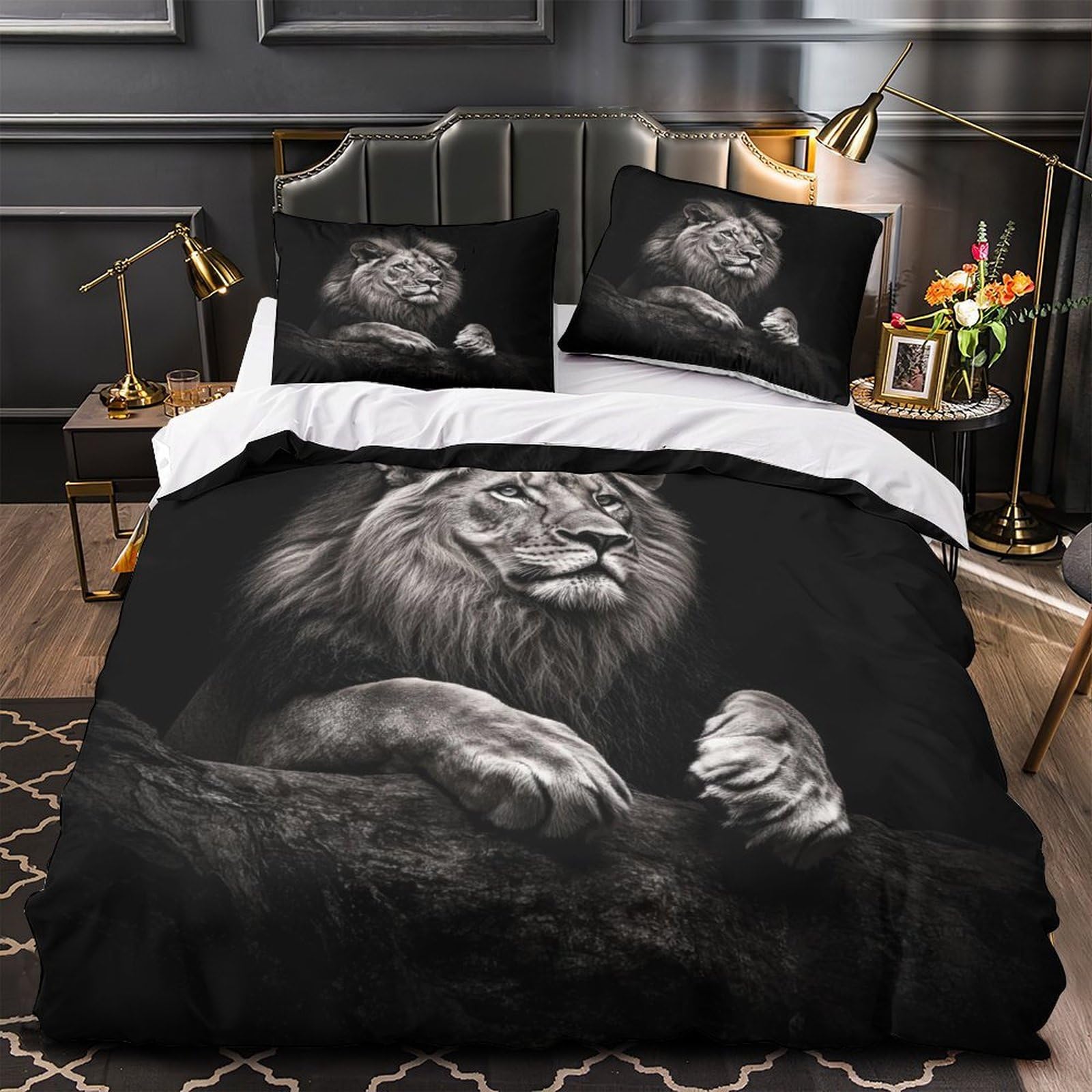 Parure de lit lion en microfibre 140x200 pour relooker une chambre de fille ou ado
