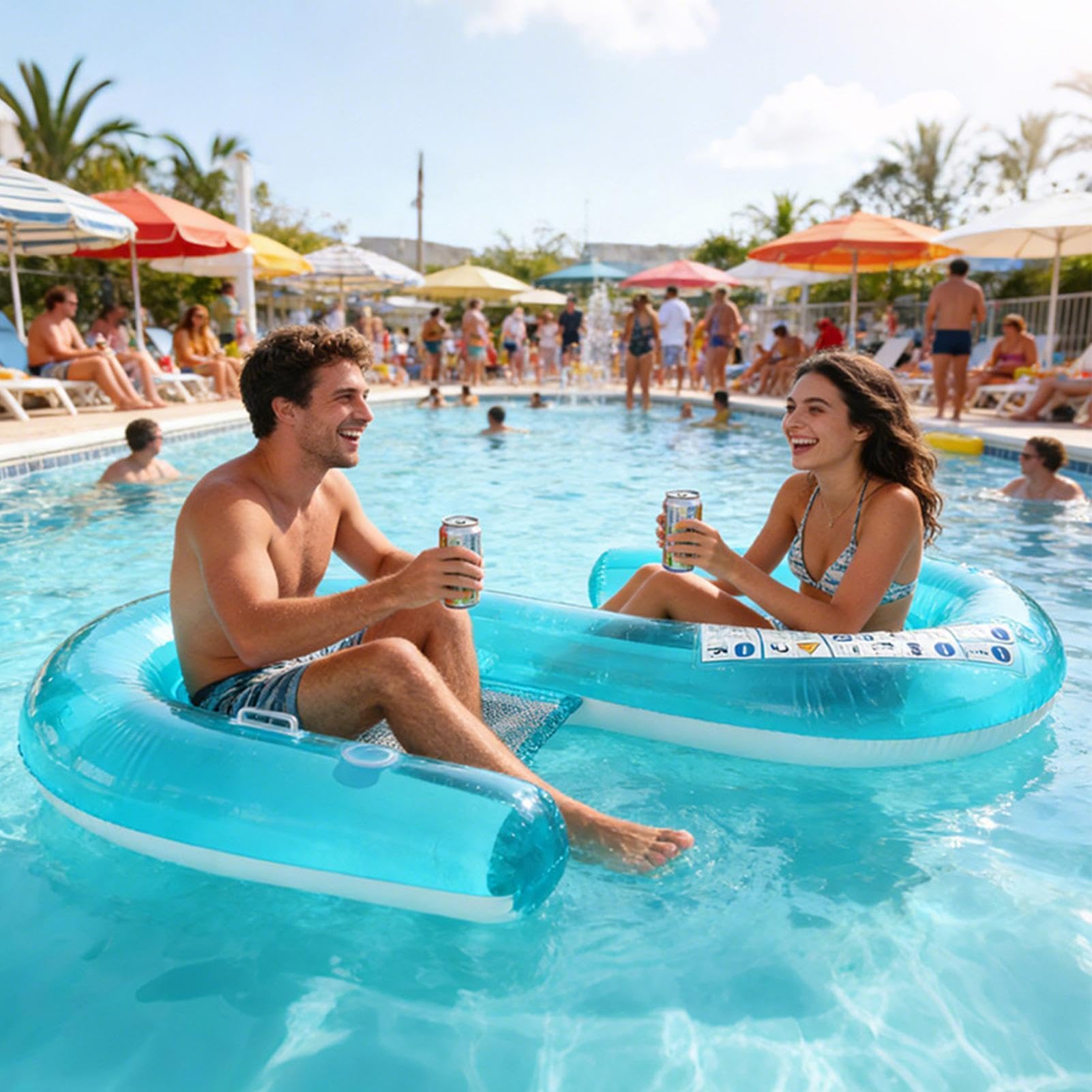 Flotadores Hinchables para Piscina para Adultos Tubo lounge flotante y | Flotadores para Piscina para adultos amigos familia parejas en lago y río para días soleados de verano y vacacione