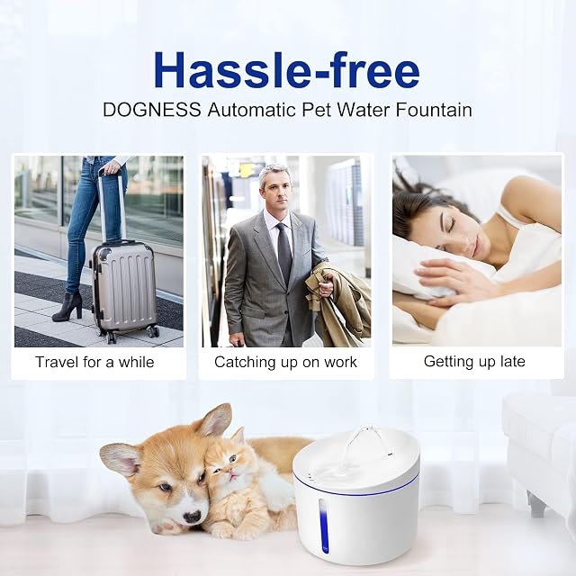 Foto 5 de 8 de Dogness - Dispensador de Agua eléctrico automático para Gatos y Animales, tamaño pequeño, 1 l, Color Blanco