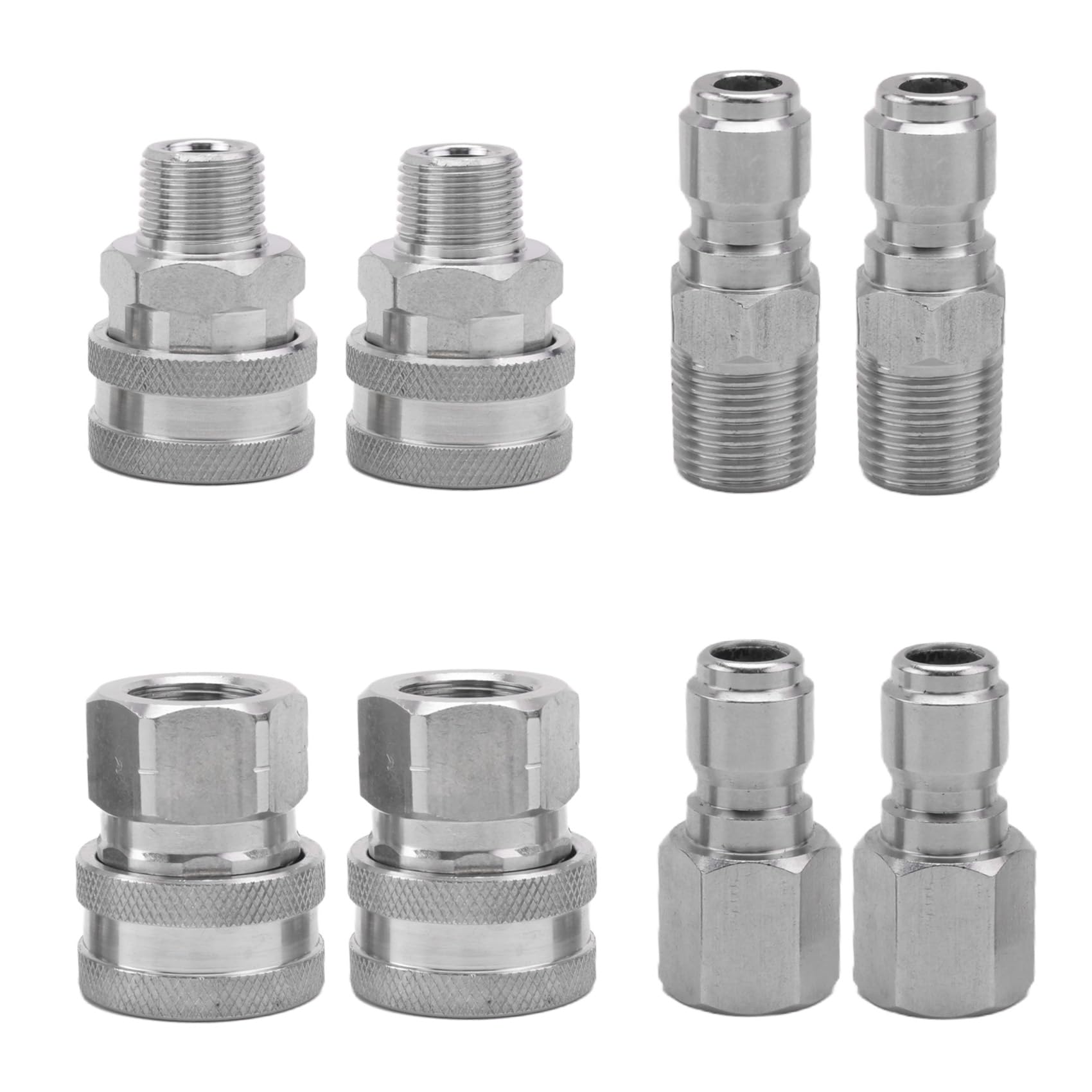 Raccords rapides NPT 3/8 po mâles et femelles en acier inoxydable - Kit de 4 ensembles complets
