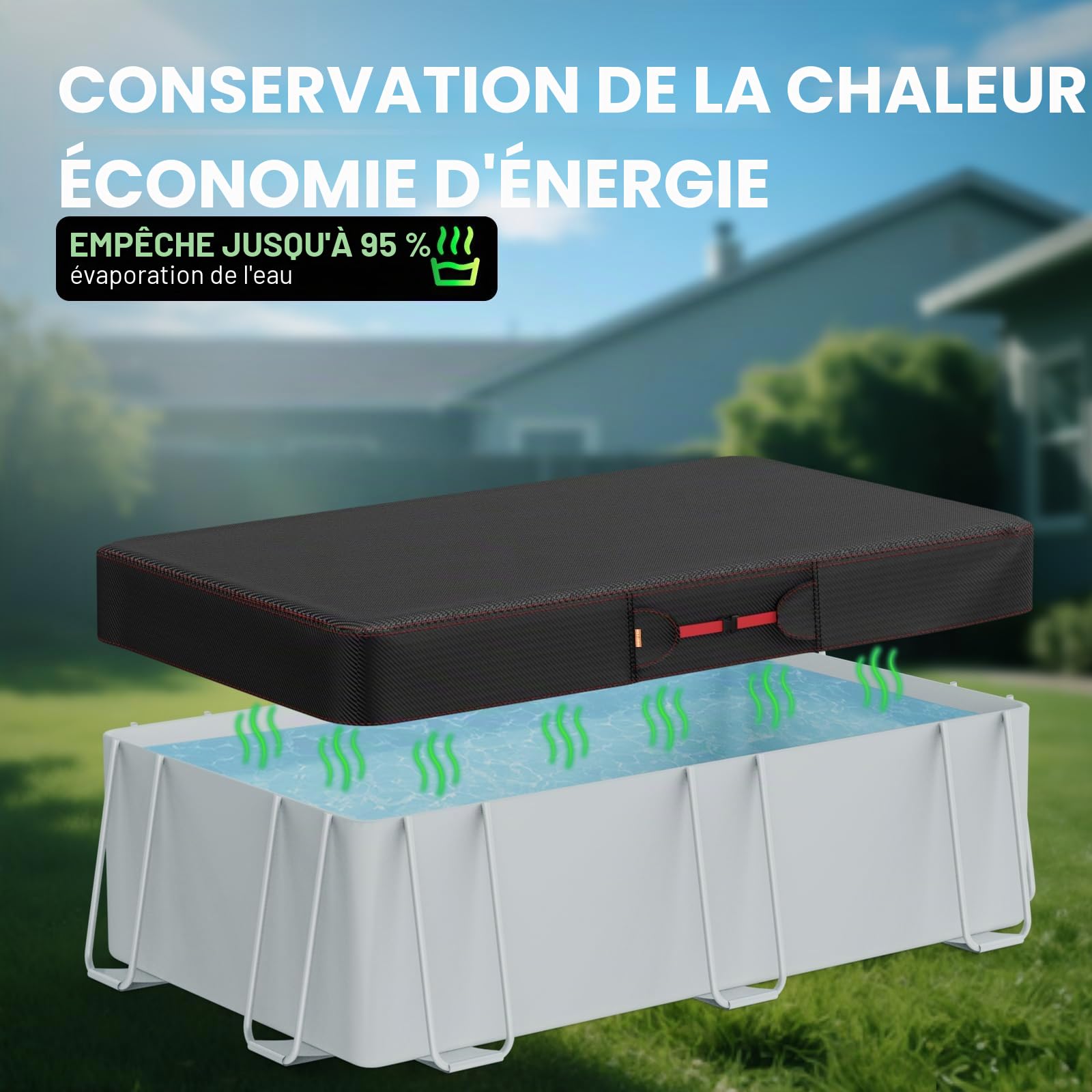 Bâche rectangulaire pour Piscine Hors-Sol, bâche Solaire pour piscines Hors-Sol avec Accessoires, bâche d'hiver idéale pour l'eau et la poussière - 2,7 x 5,5 m