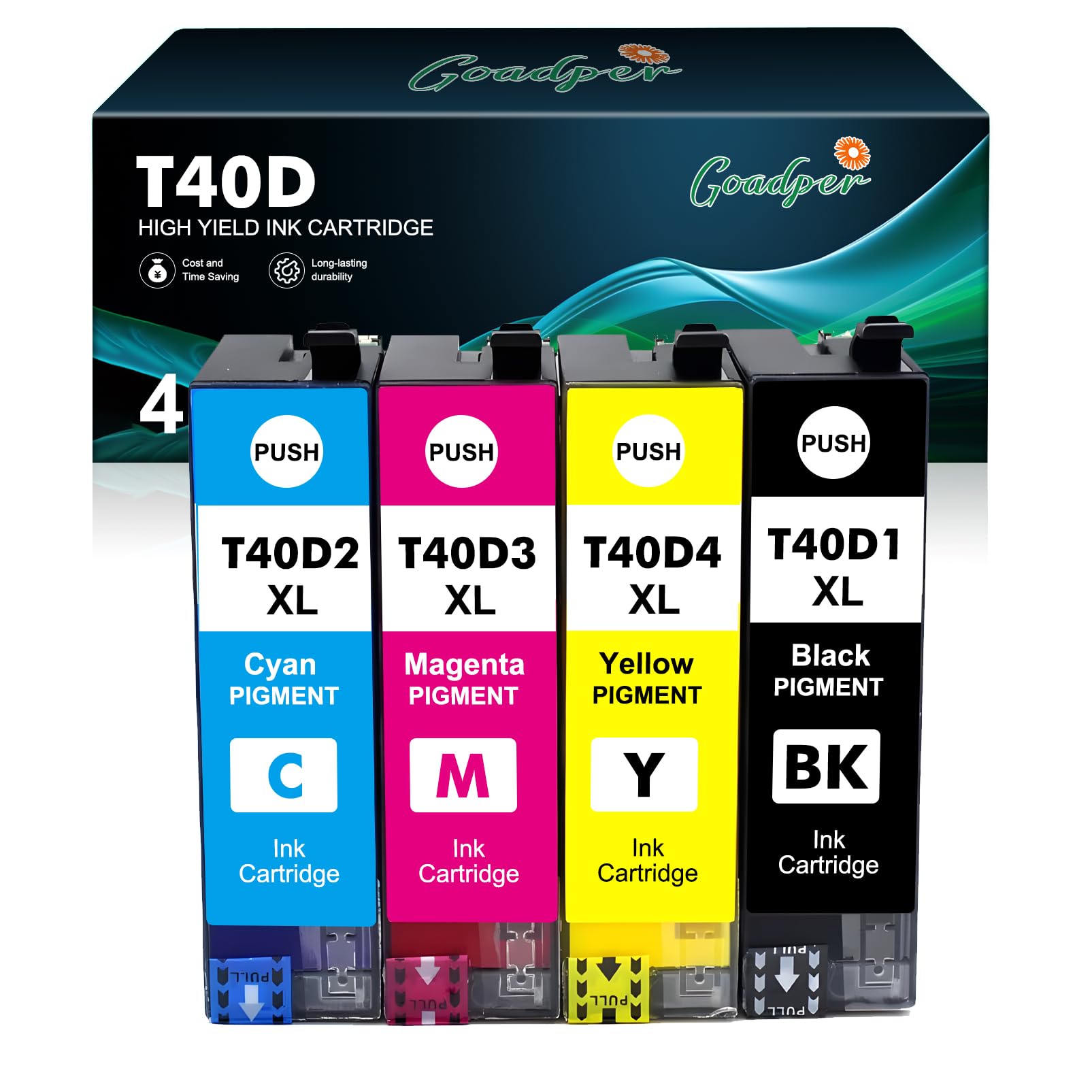 T40D Cartucho de Tinta pigmentada Compatible para Epson T40D T40D1 T40D2 T40D3 T40D4 Tinta para Epson SureColor SC-T5100 SC-T3100 SC-T2100 impresoras inyección (4 Paquets)