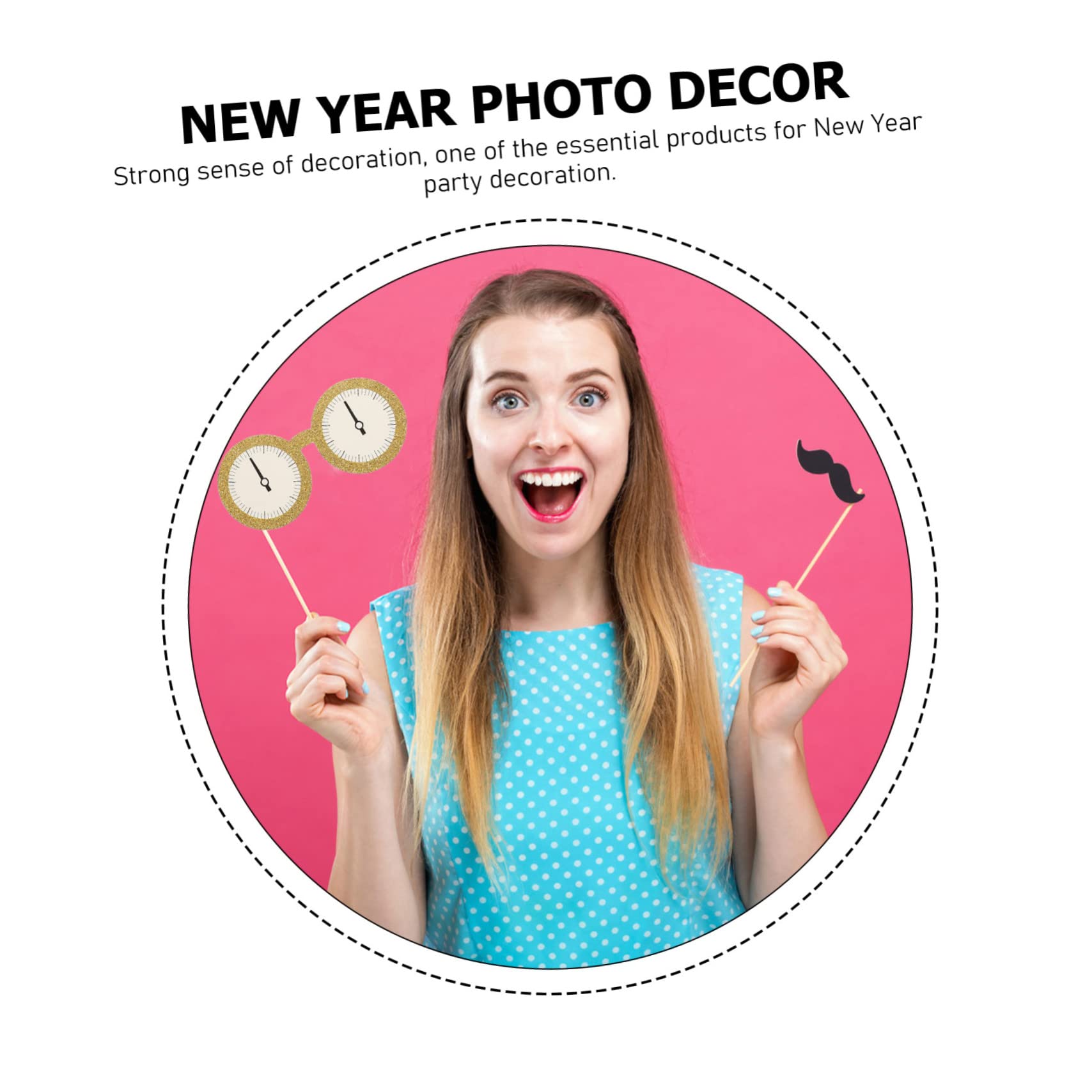 ORFOFE 4sätze Neuer Titel Neujahr Fotorequisiten Lustige Weihnachtsmütze Mit Bart Für Silvesterfeier Kreative Photo Booth Accessoires Für Unvergessliche Partymomente