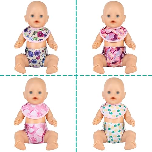Miniatura 7 de SOTOGO 20 piezas de pañales para muñecas, ropa interior, baberos para muñecas, accesorios para muñecas de 14 a 18 pulgadas y muñecas americanas