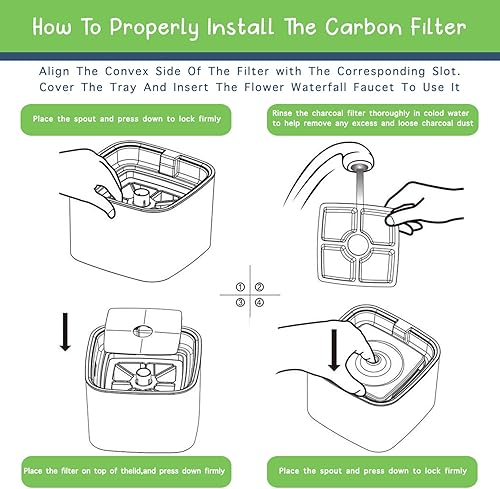 Miniatura 6 de Paquete de 8 filtros cuadrados para fuente de gato, compatibles con fuentes de flores de mascotas de 2.5 L, resina de intercambio iónico y carbón