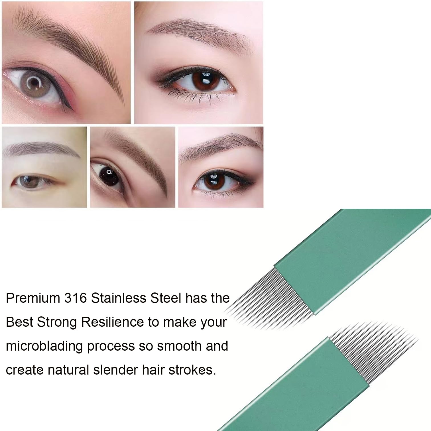 S14 Microblading Needles Finest 0.18mm 316 Stainless Steel Manual Sloped 14 Pins Permanent Makeup Eyebrow Tattoo Needles 30 Pack - Image 2