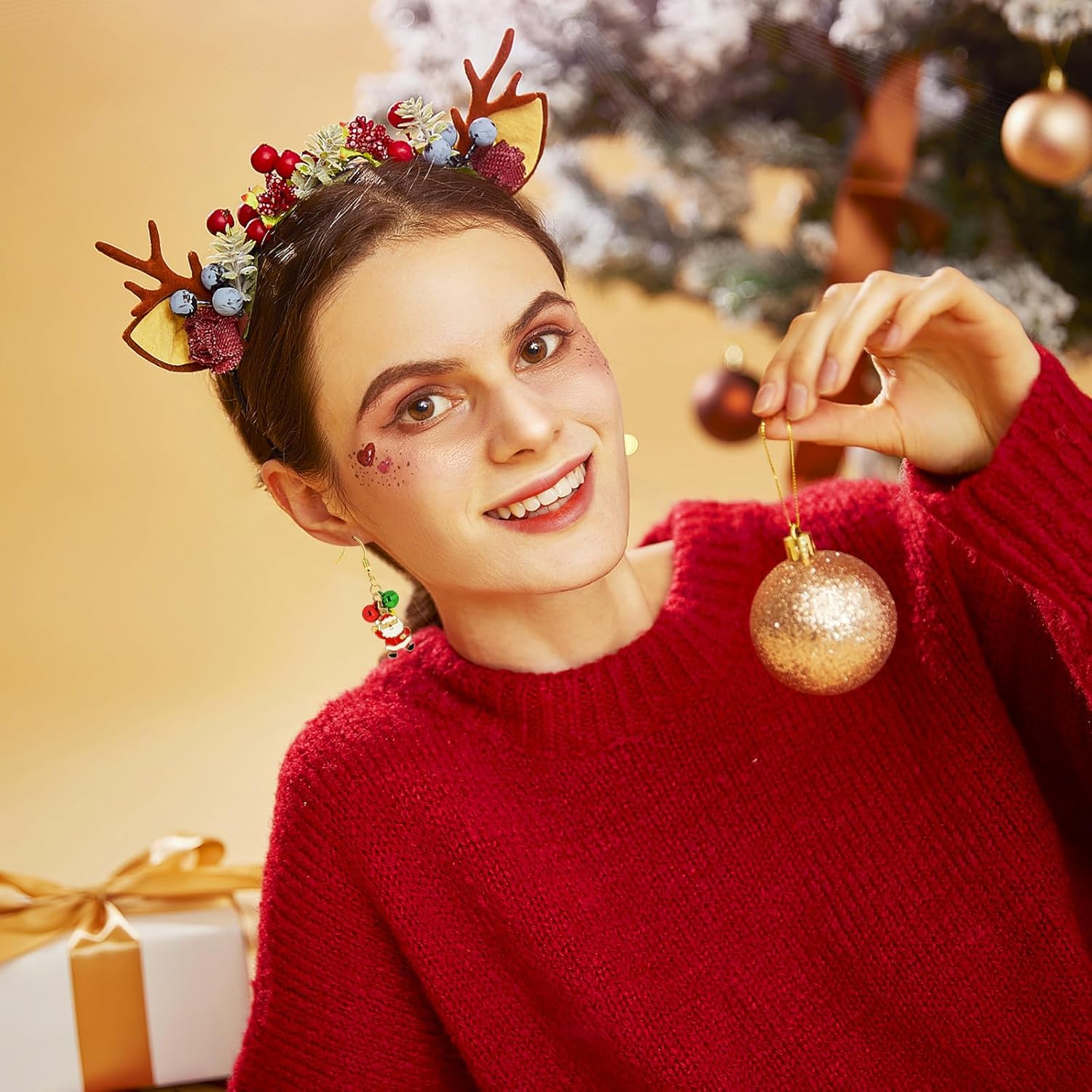 9 Pairs Christmas Earrings for Women, Christmas Drop Dangle Earrings Set, Christmas Tree Snowflake Snowman Santa Claus Hook Earrings Holiday Festive Party Jewelry Gifts - Image 6