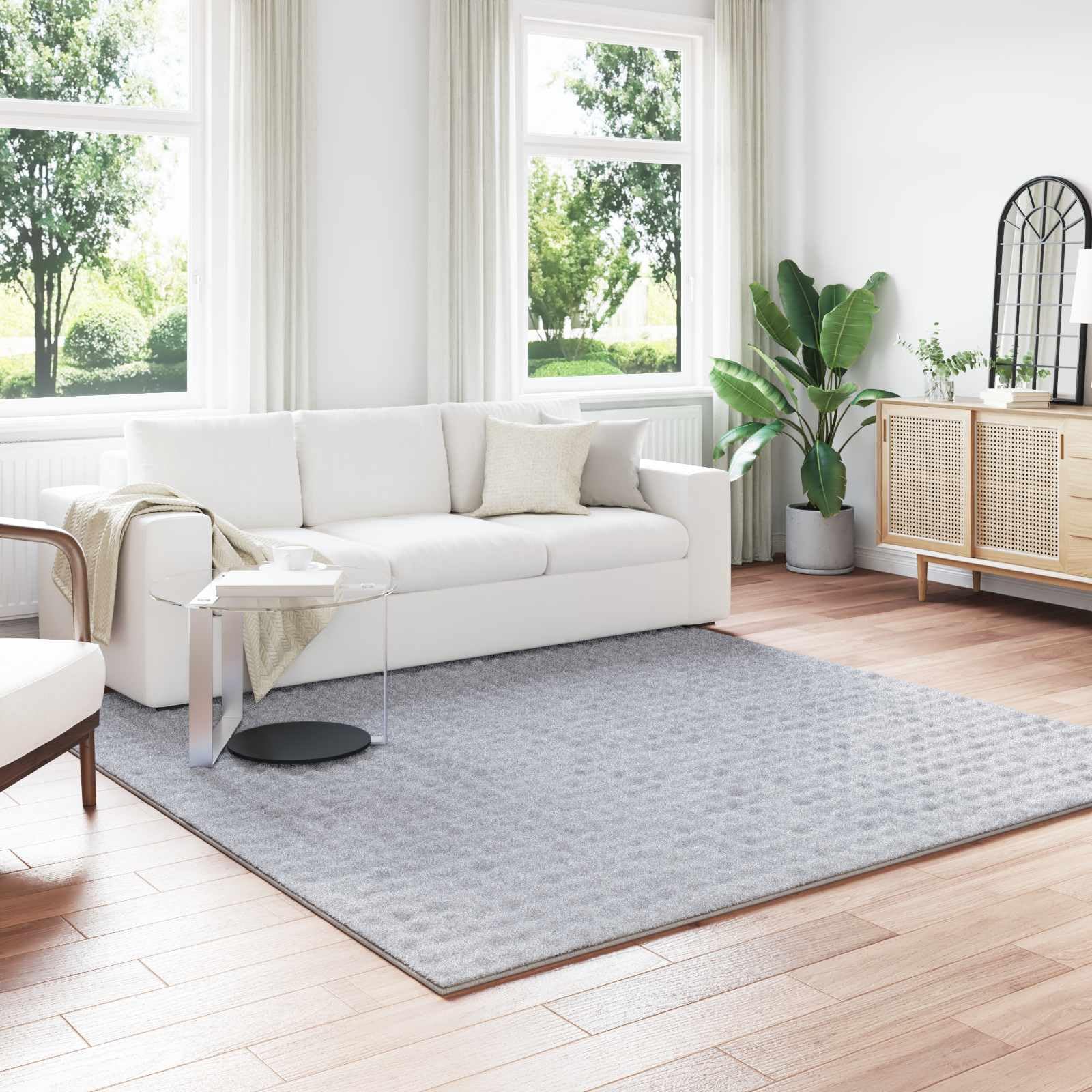 Alfombra grande cuadrada gris 240 x 240 cm de poliéster suave para sala de estar y oficina