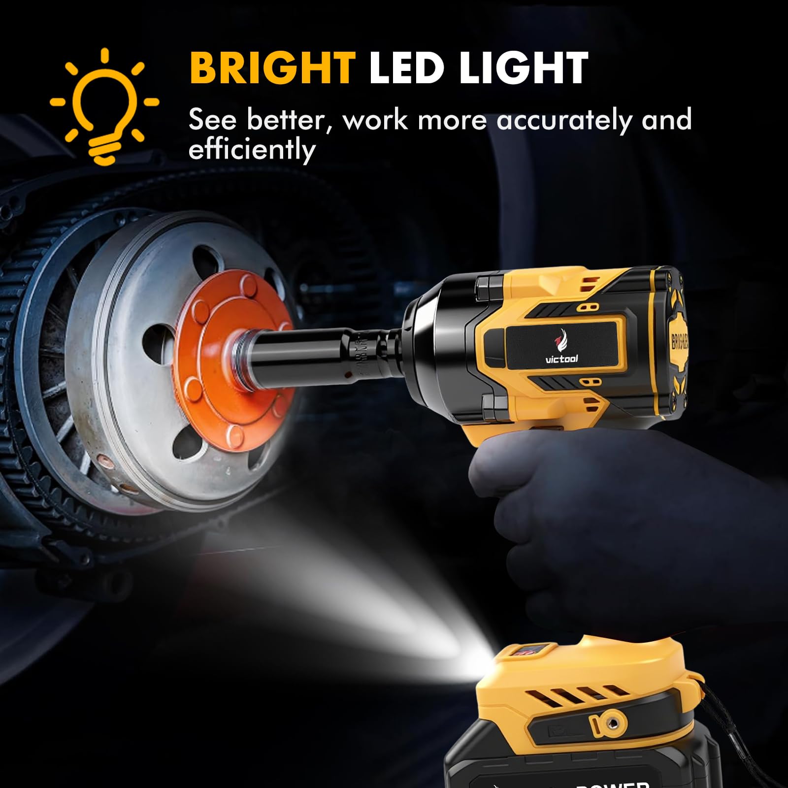 VOBOR Avvitatore a Impulsi Batteria Brushless 21V, 650 Nm con 2 Batterie da 4.0Ah, 6 Bussole 1/2" e Caricatore Rapido, 2800 RPM per Auto Casa