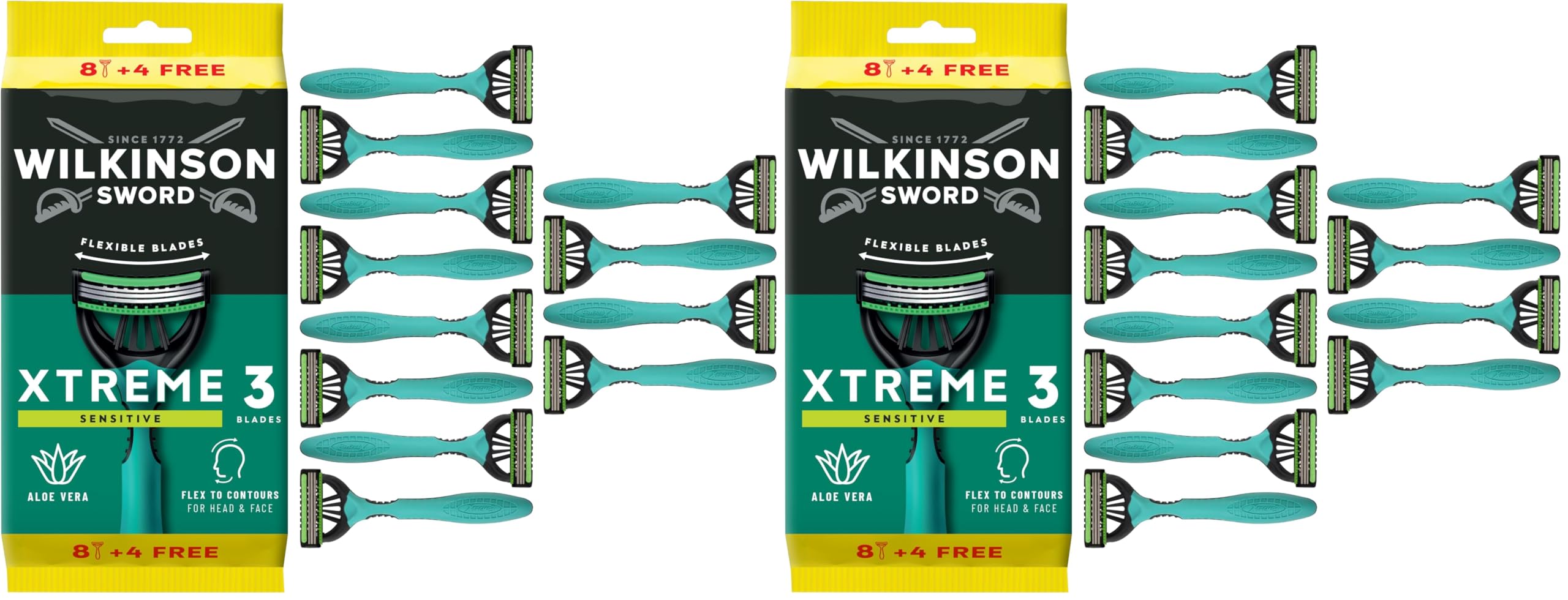 Wilkinson Sword Xtreme 3 Sensitive Men's Disposable Razors, Great Addition to Wash Bags for Men's Grooming, Great Shavers for Routine Shaving, 8 Pack — view 12