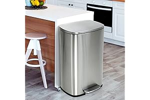13 Gallon Kitchen Trash Can: Odorless, Silver-finished, Foot-Operated, and Fingerprint-Resistant