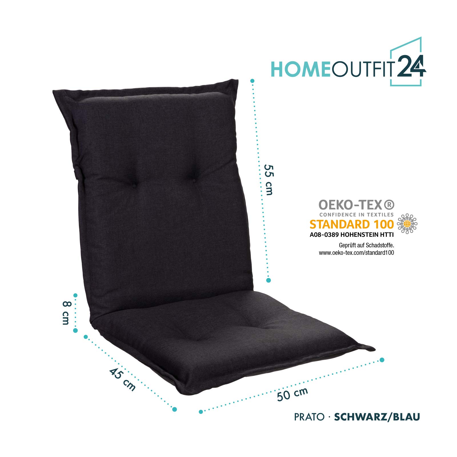 Gartenstuhl-Auflage, 4-teilig, Aus Polyester – Waschbar, UV-beständig & Mit Halteband