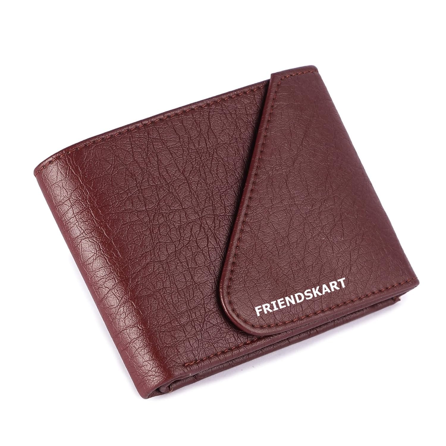Men's Trifold Wallet, Faux Leather, with Coin Pocket and Card Slots (Brown)-image-33