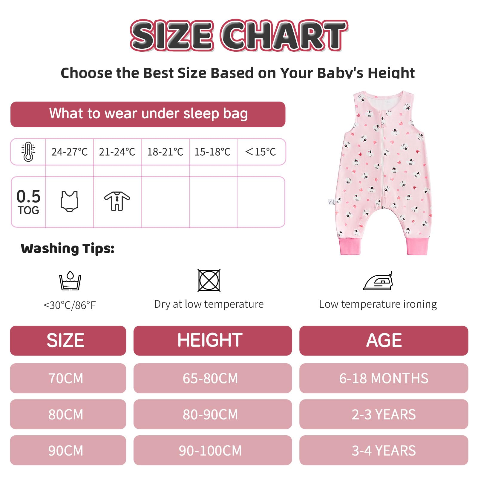 WYTbaby Sacco Nanna Con Piedini 0.5 Tog Estivo Sacco Nanna 100% Cotone Senza Maniche Sacco Nanna Per Bambine e Bambini