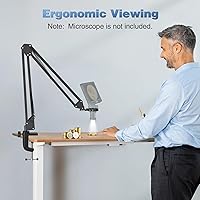 Vista 3 de Hayve Soporte de brazo para microscopio, soporte de metal ajustable con abrazadera y base de ojales, soporte de microscopio de moneda, compatible