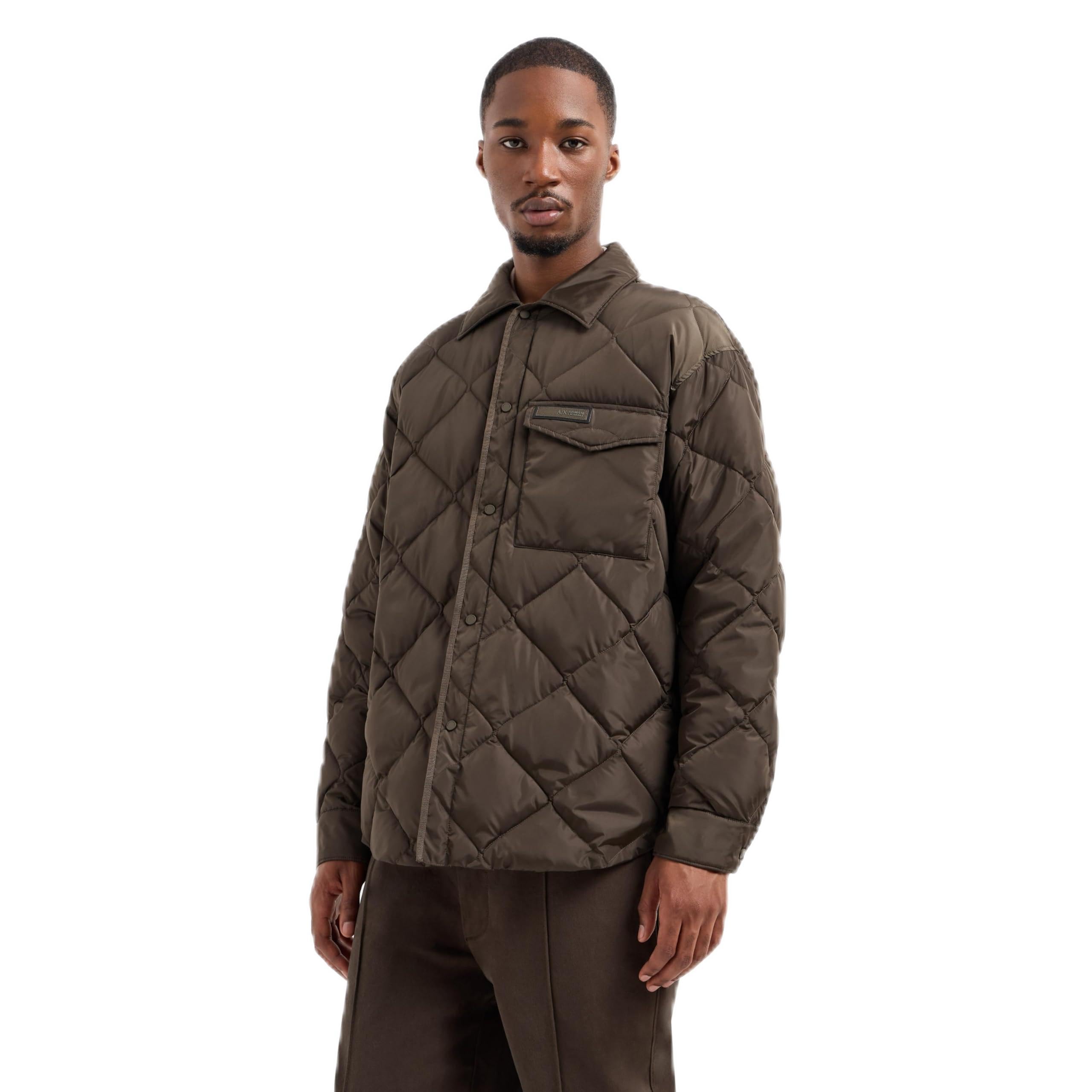Armani Exchange Green Asv Nylon Quilted And Padded Jacket Small
