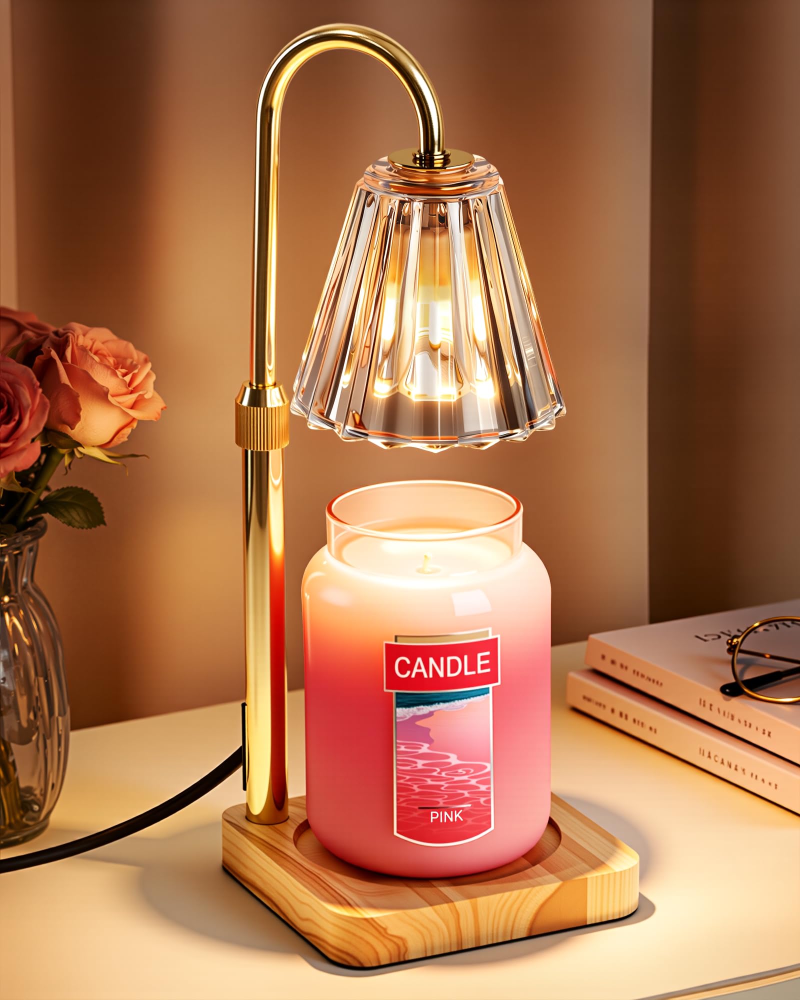 Marycele Candle Warmer Lamp with Timer Dimmer for Yankee Candles Adjustable Height, Birthday Gifts for Women Mom Sister, Wax Candle Lamp Warmer Vintage Farmhouse Home Decor