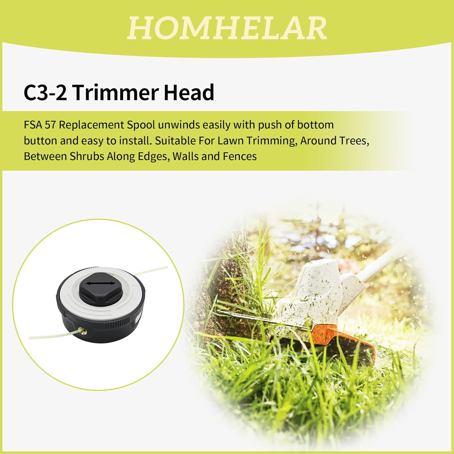 3Pack C3-2 Trimmer Head Fits for Stihl FSA57 FSE52 Weed Eater Head, Replace 4009 710 2106 Weed Eater String
