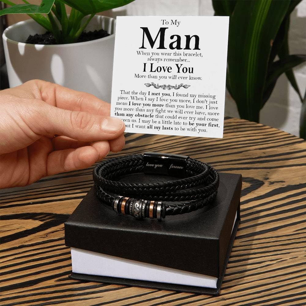 Promise Bracelet, Romantic Gift for Boyfriend, Thoughtful Boyfriend To My Man Bracelet, Mens Gift for Him, Birthday Gift for Husband from Wife, Boyfriend Gift for Him, Fiance Gift for Him