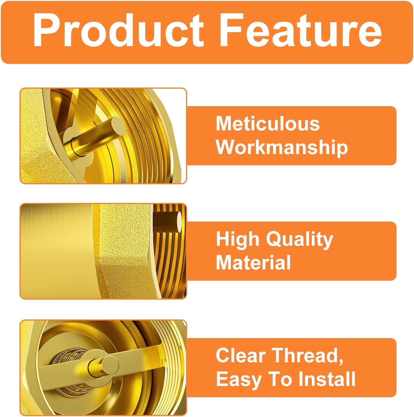 GASHER 1PCS Brass Check Valve 2" Female Thread, Backflow Prevention, One Way Check Valves