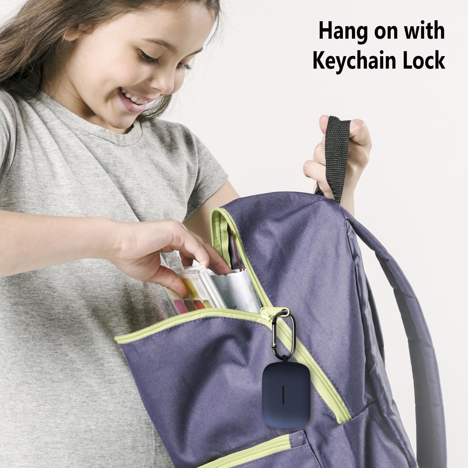 Geiomoo Silicone Case for Anker Soundcore C50i, Soft Flexible Scratch Resistant Protective Cover with Carabiner (Navy Blue) - Image 6