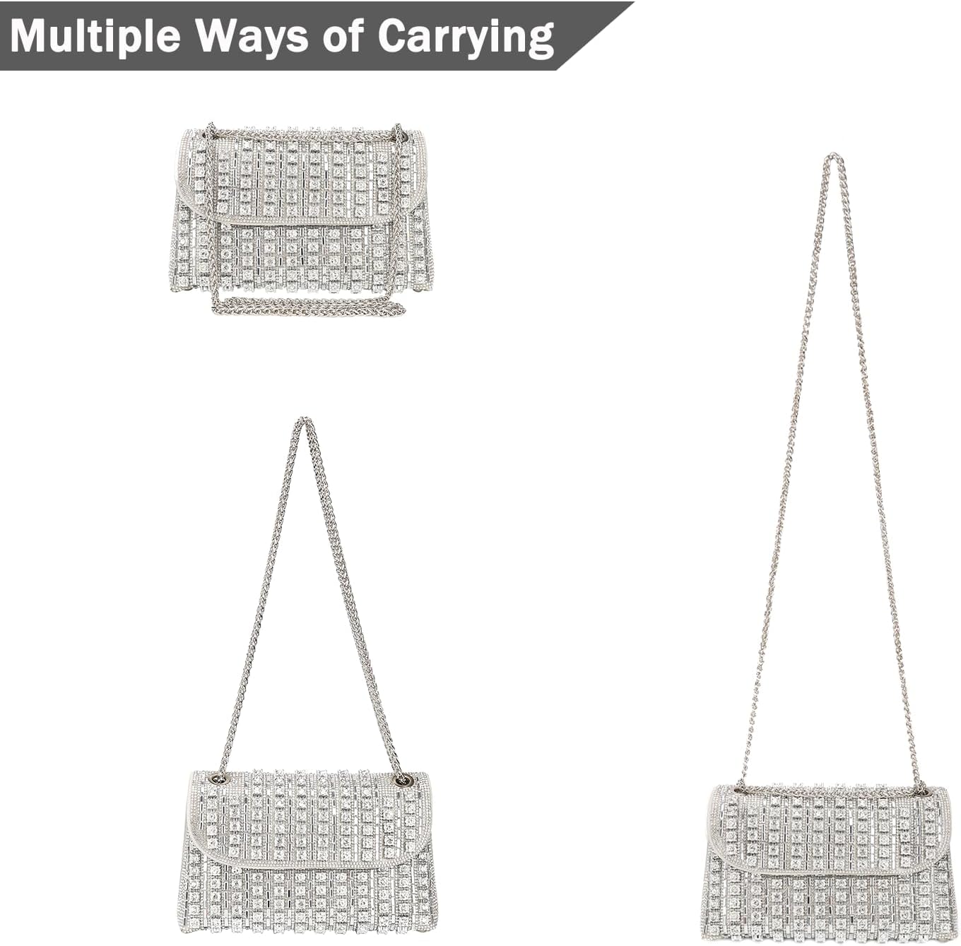 Womens Sparkly Rhinestone Crystal Glitter Clutch Purse Evening Handbag Shoulder Bag for Wedding Party Prom - Image 5