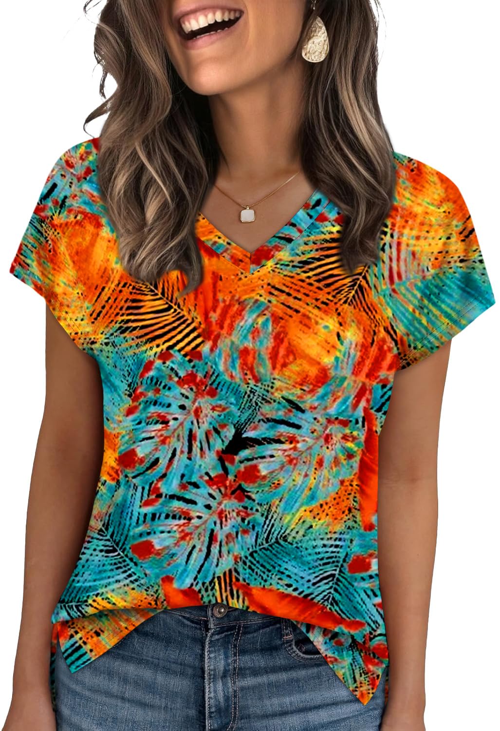 WIHOLL T Shirts for Women V Neck Summer Tops Ladies Short Sleeve Casual Tee — view 8