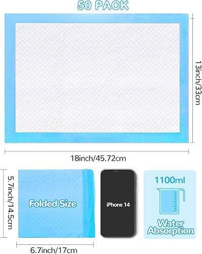 Miniatura 7 de Cambiador desechable, paquete de 50 almohadillas para la incontinencia del bebé, almohadillas para cambiar pañales, almohadillas ultra suaves, súper