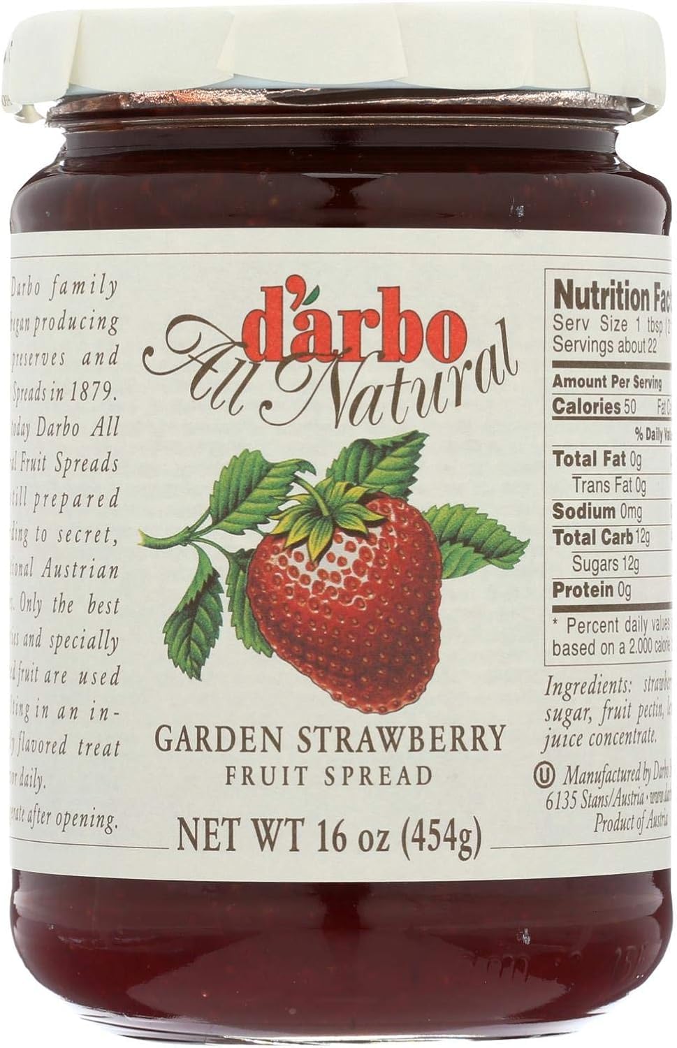 D'arbo Strawberry Fruit Spread, 16 oz by d'arbo