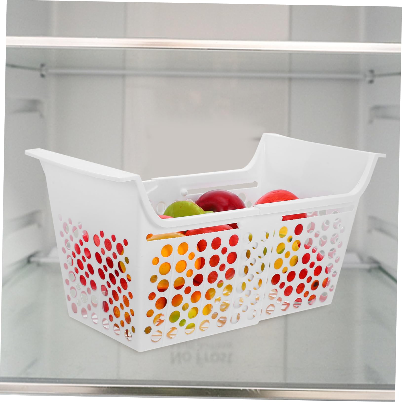 NUOBESTY Cesta Extensible y Plástico Blanco para Congelador Organizador de Almacenamiento Longitud Ajustable Orificios de Drenaje Clasificar Alimentos Adecuado