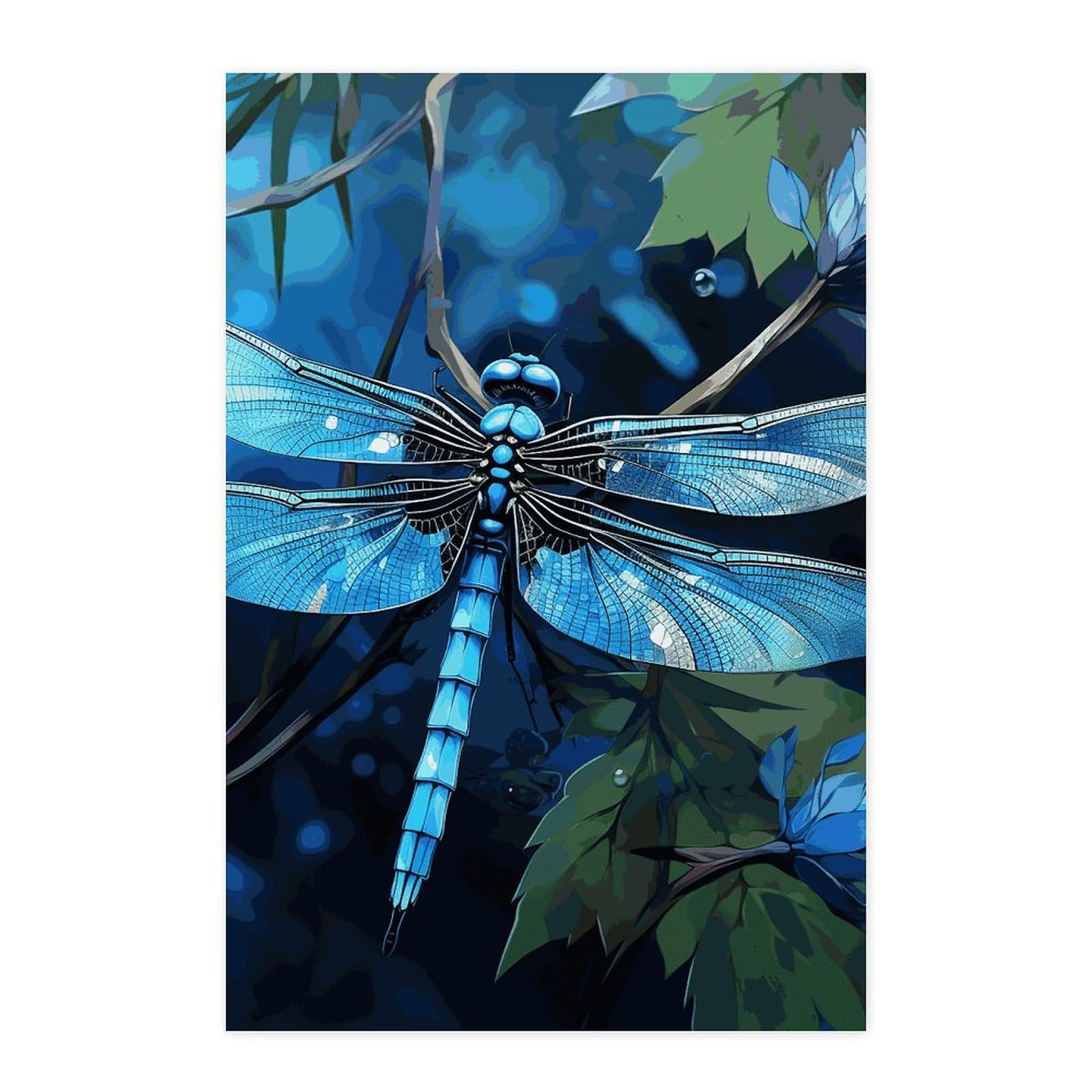 Stickers muraux libellule bleue au style vintage authentique - 8