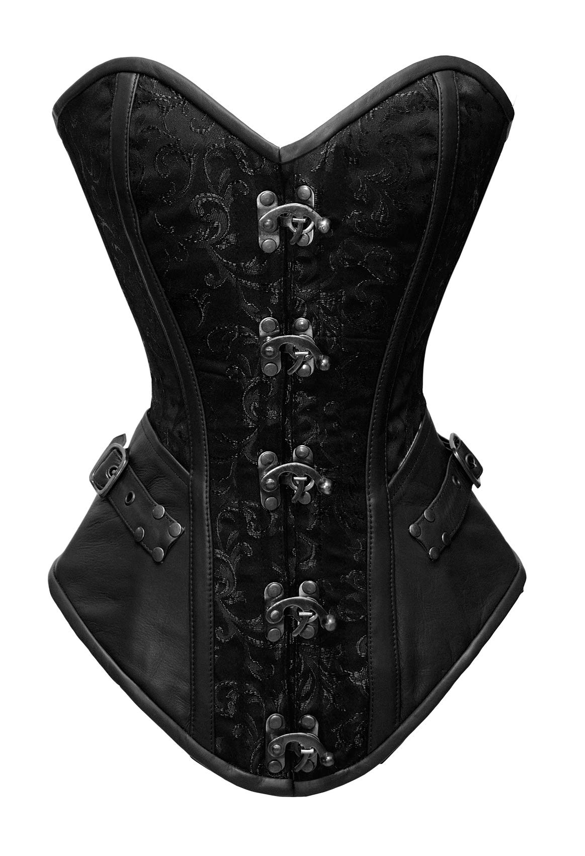 Femme Gothique 26 Double os en acier overbust Minceur Cuir & Brocart Corsets et Bustiers #8711