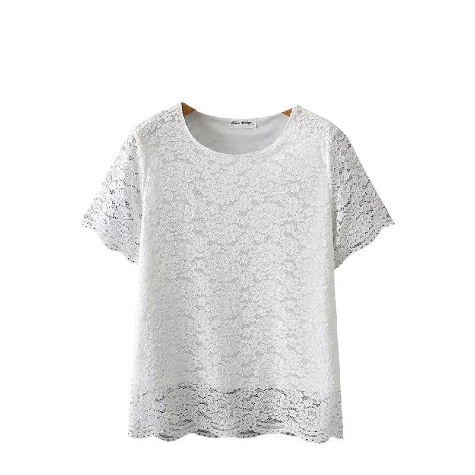 Amazon.co.jp: Tシャツ レース トップス レディース 半袖 ブラウス 
