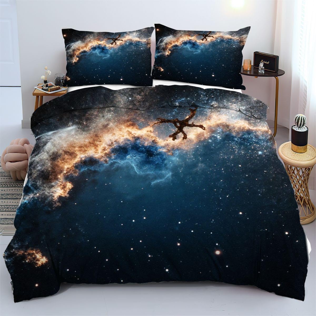 Parures de lit 240x260 cm housse couette microfibre étoiles colorées