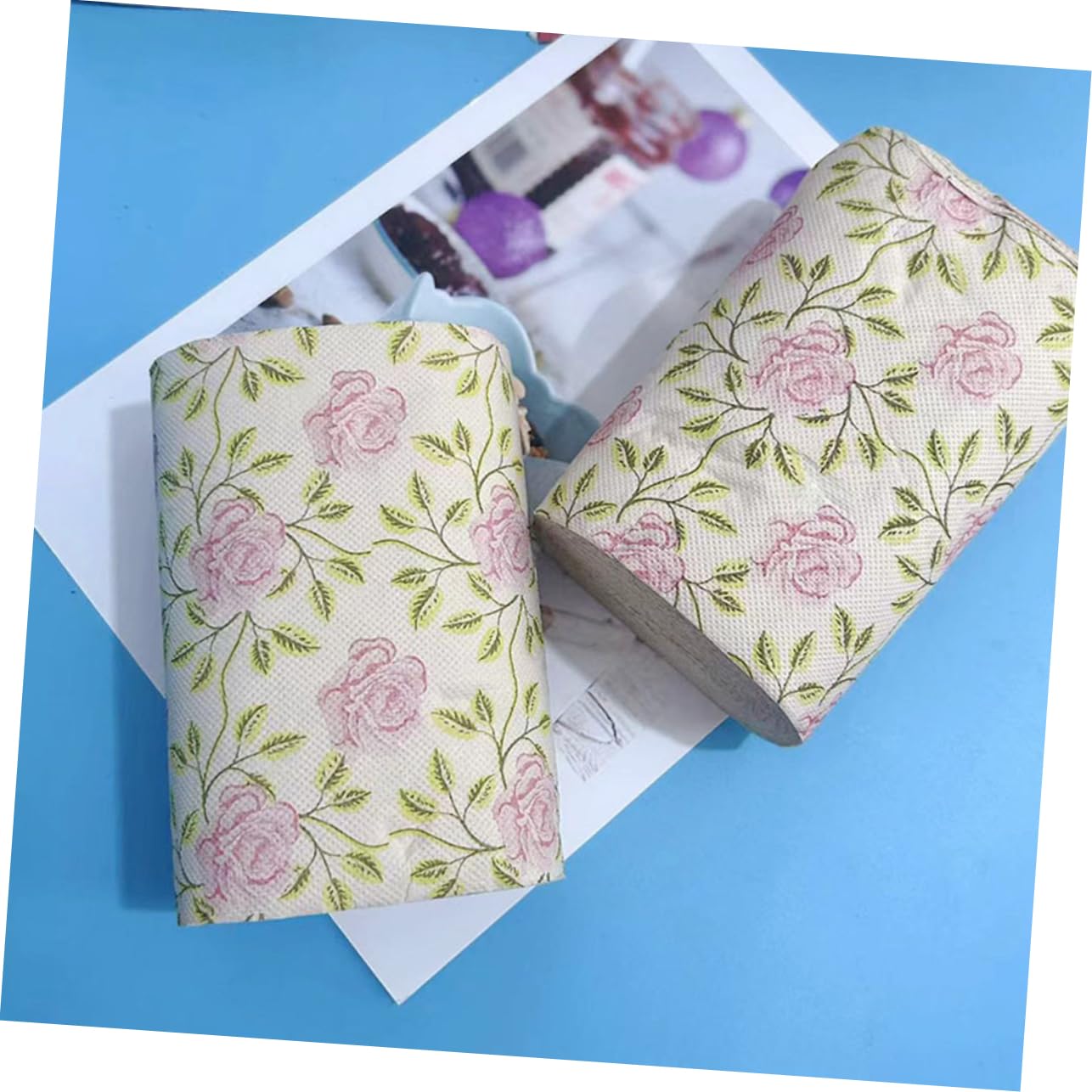 KOMBIUDA Carta Igienica in Pasta di Bamboo con Decorazioni a Rosa, 10 Pezzi senza Nucleo, Multipurpose e Pratica per Uso Domestico e Ufficio
