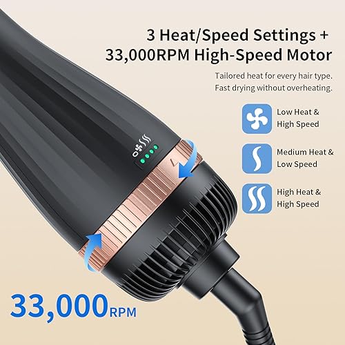 Miniatura 6 de Cepillo secador de pelo en uno, cepillo iónico 4 en 1 para secador de pelo y voluminizador con barril ovalado de 3.2 pulgadas, motor de alta