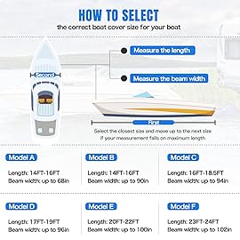 HAHASOLE Waterproof 1200D PU Heavy Duty Boat Cover, Trailerable 23\'- 24\' Marine Grade Polyester Canvas, Fits 23-24ft Runabout, Ski, V-Hull, Bass Boat, Fishing Boat with Tightening Strap, Black