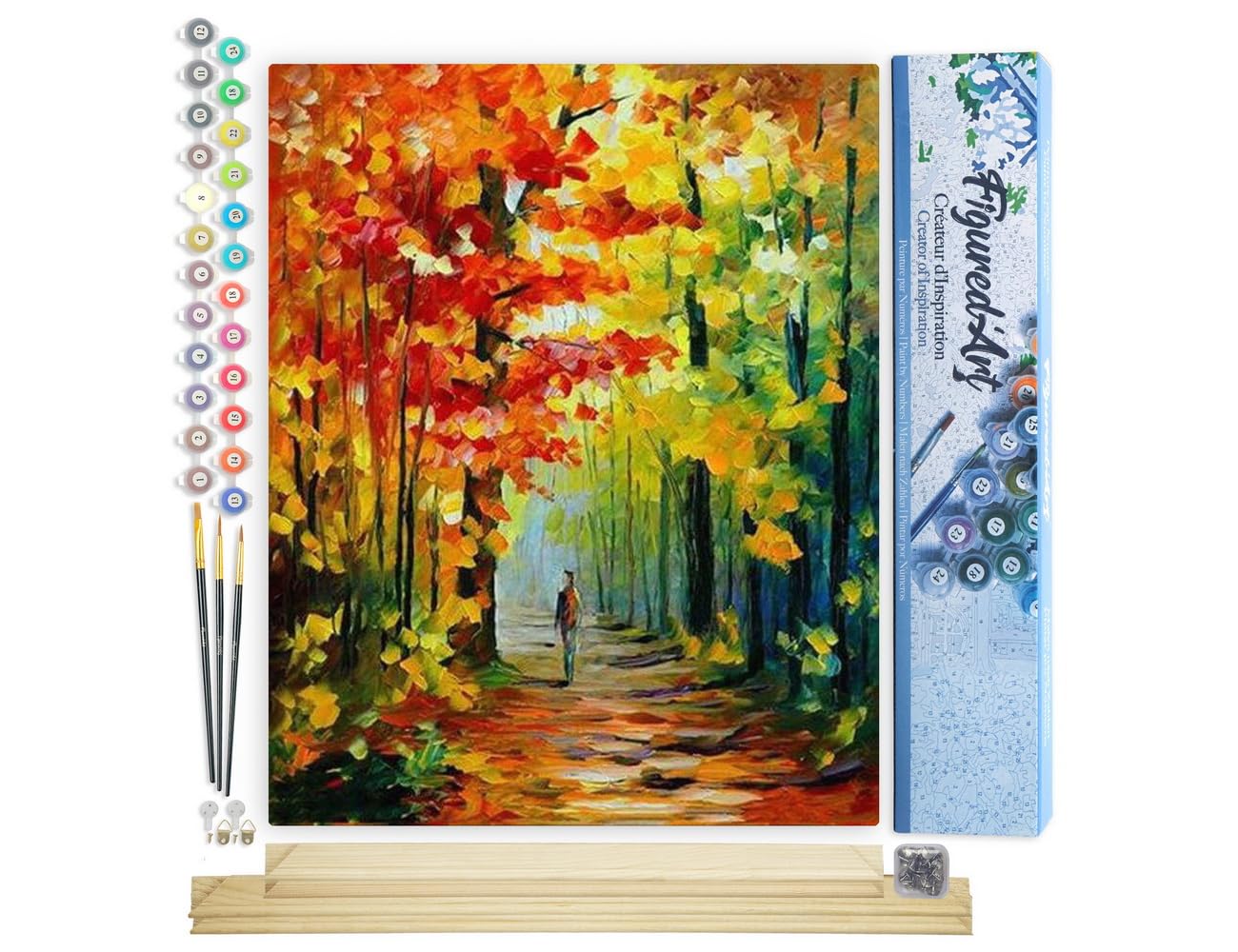 Figured'Art Pintar por Numeros Adultos con marco Entrada florecida - Manualidades pintura acrilica Kit Cuadro DIY completo - 40x50cm con bastidor montado — view 13