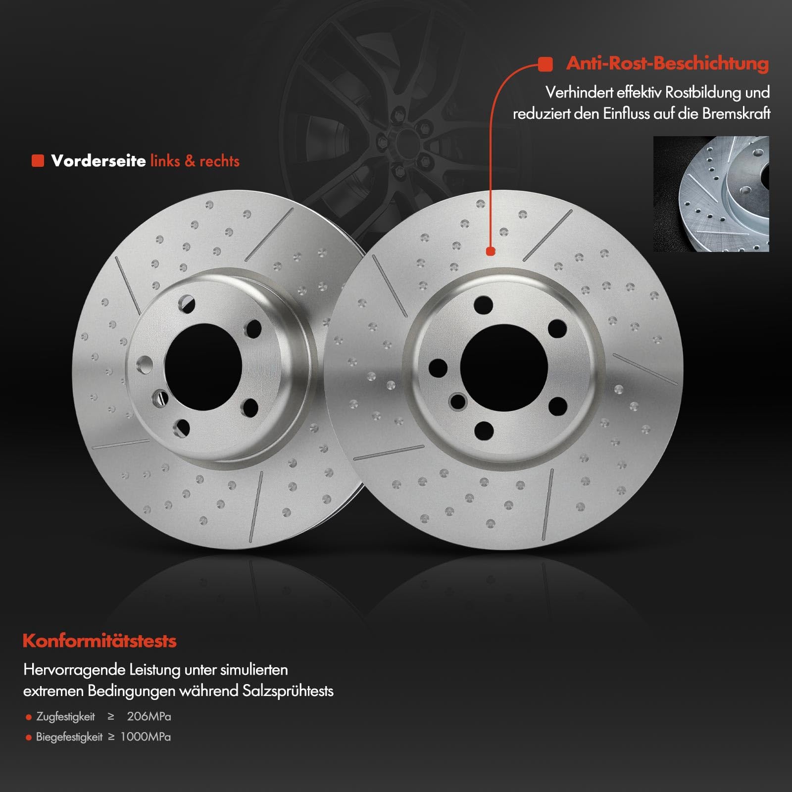 Frankberg 2x Discos de freno + 4x Pastillas de freno del eje delantero Compatible con Serie 1 F20 Serie 3 Touring F31 2 cabrio F23 Serie 3 F30 F80 4 Gran Coupé F36 Replace# 34106799805