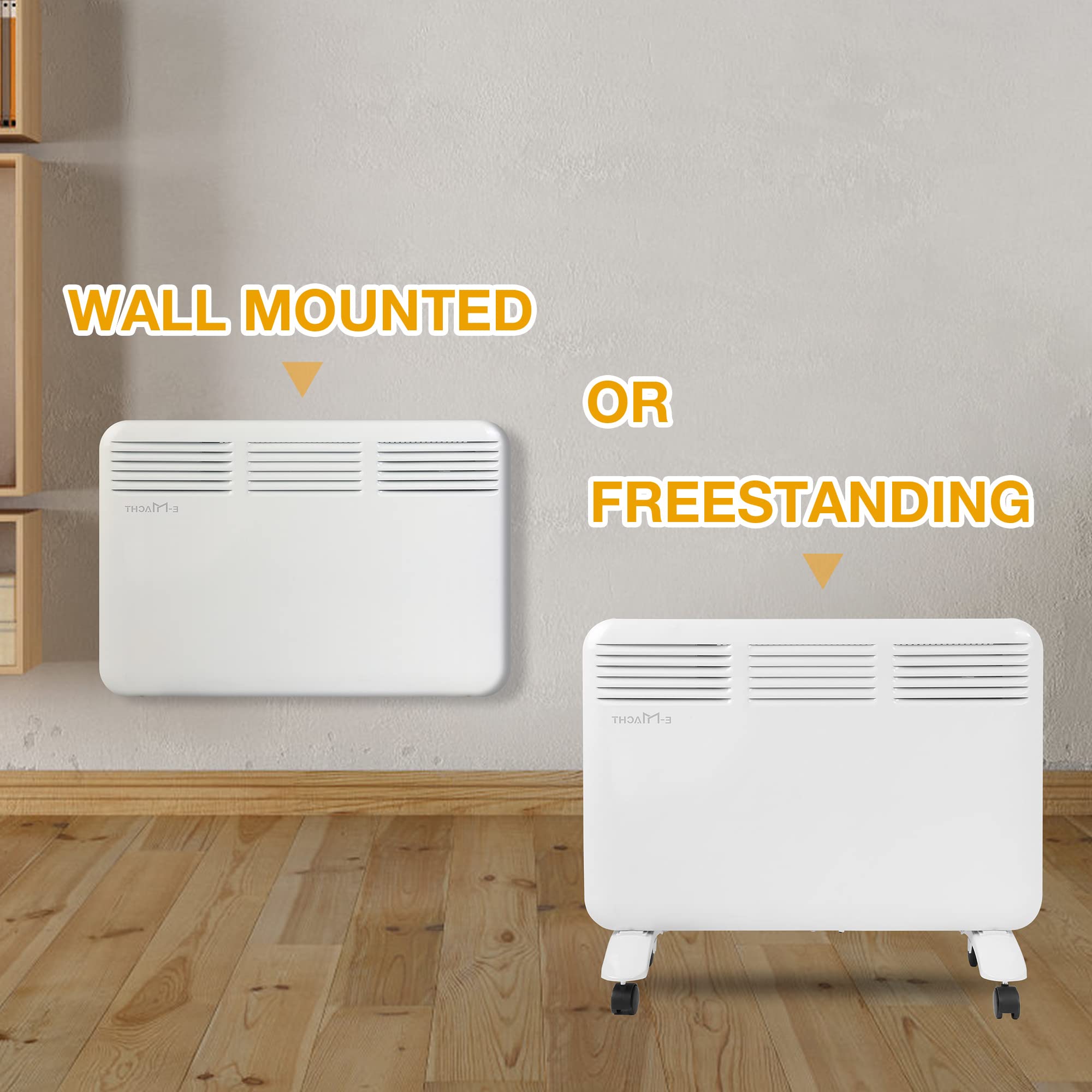 Amazon.com: E-Macht Space Heaters for Indoor Use 1000W Electric Convection Heater  Freestanding /Wall Mounted Floor Heater with Thermostat LED Digital Display  : Home u0026 Kitchen