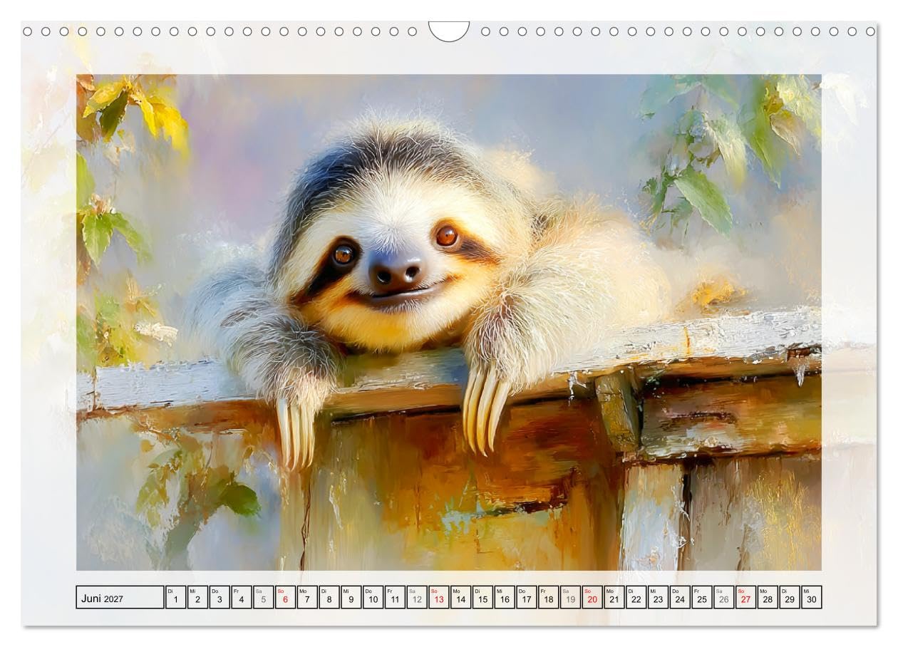 Faultiere. Das Lächeln des Regenwaldes (Wandkalender 2027 DIN A3 quer), CALVENDO Monatskalender: Liebliche Illustrationen von den entspanntesten Tiere des Dschungels (CALVENDO Tiere)